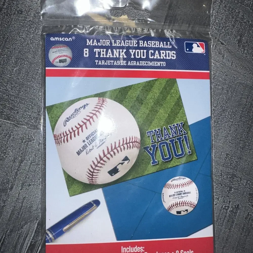 Amscan MLB Major League Baseball 8 Count Thank You Cards W/ Envelopes And Seals